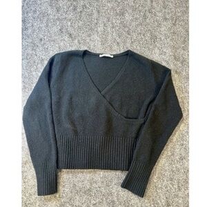 Women’s Black V-Neck Wrap Sweater